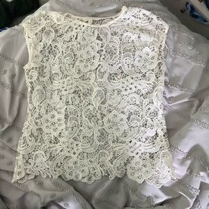Adiva Cream Lace Peter Pan Collar Blouse
